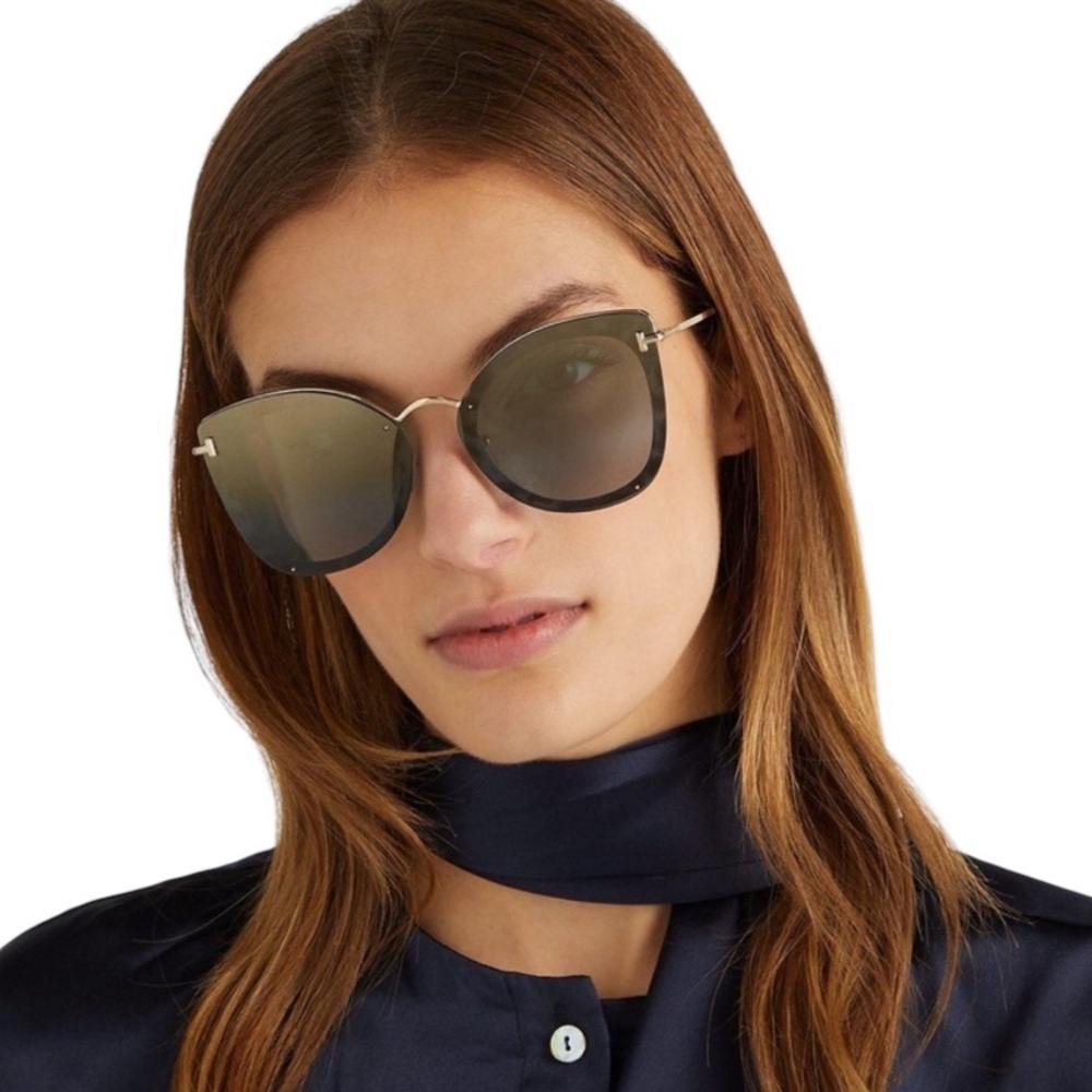 TOM FORD Charlotte Sunglasses Cat-Eye Brown Gold Tortoiseshell Gradient Lenses